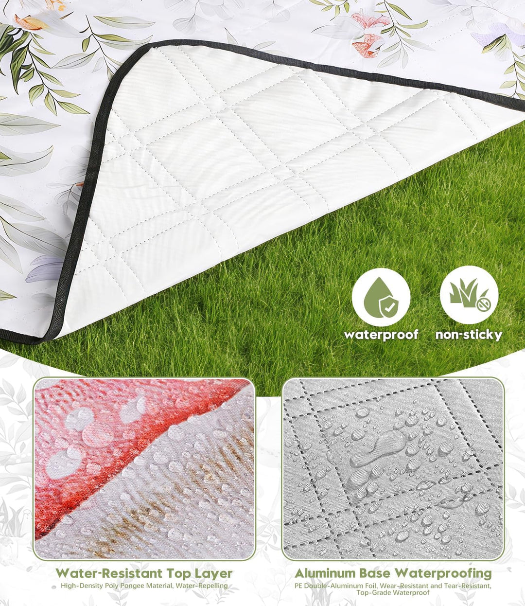 DEWUR Picknickdecke wasserdicht waschbar, Stranddecke Sandfrei XXL Campingdecke Strandmatte isoliert