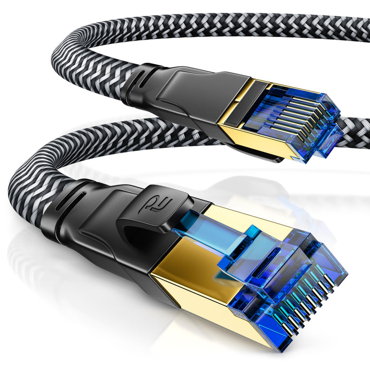 CSL - 15m CAT 8 Netzwerkkabel Flach und Dünn - Lan Kabel für 40 Gigabit High Speed, Internetkabel, F