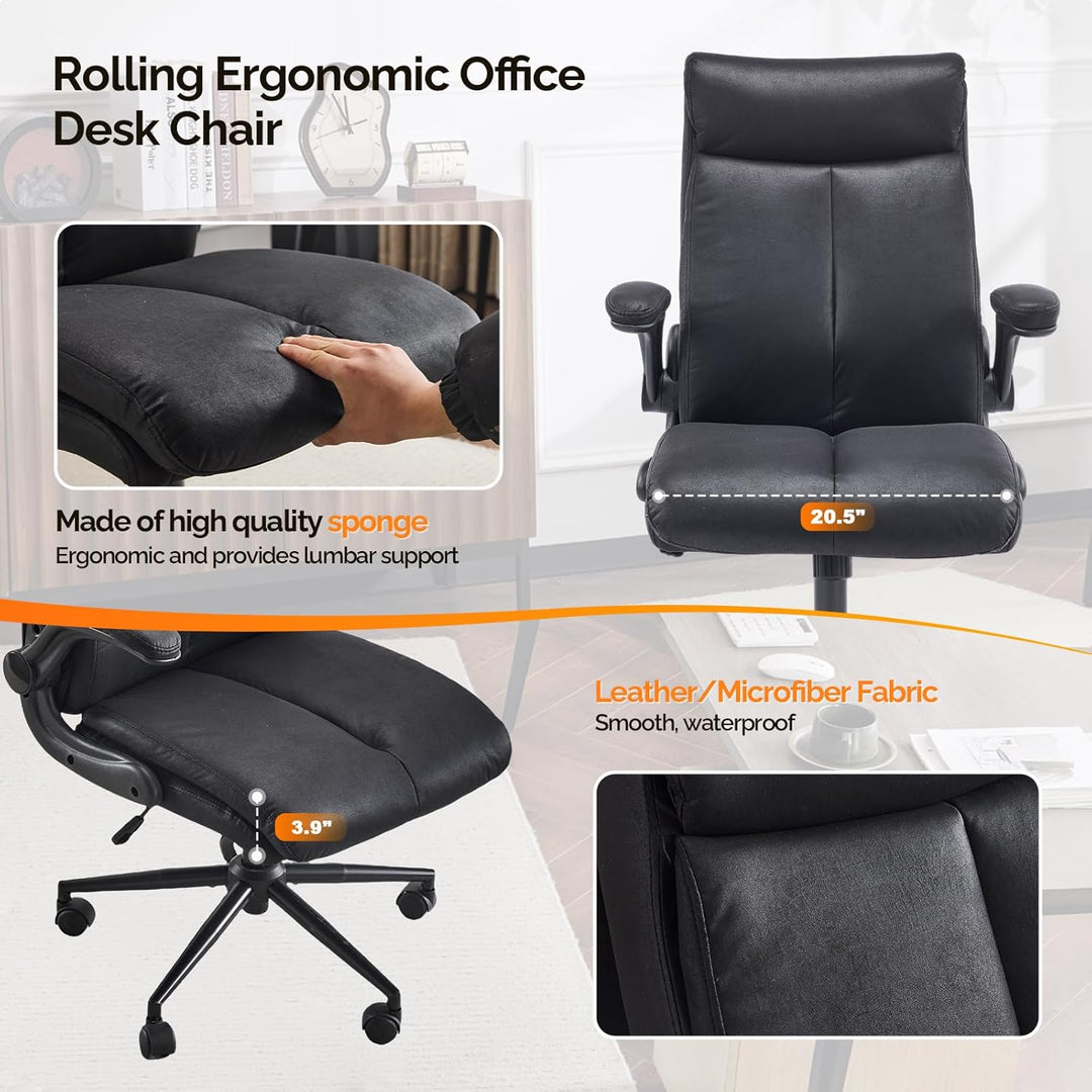 Bonnlo Ergonomischer Bürostuhl, Schreibtischstuhl mit hochklappbarer Armlehne, Computerstuhl, Drehst