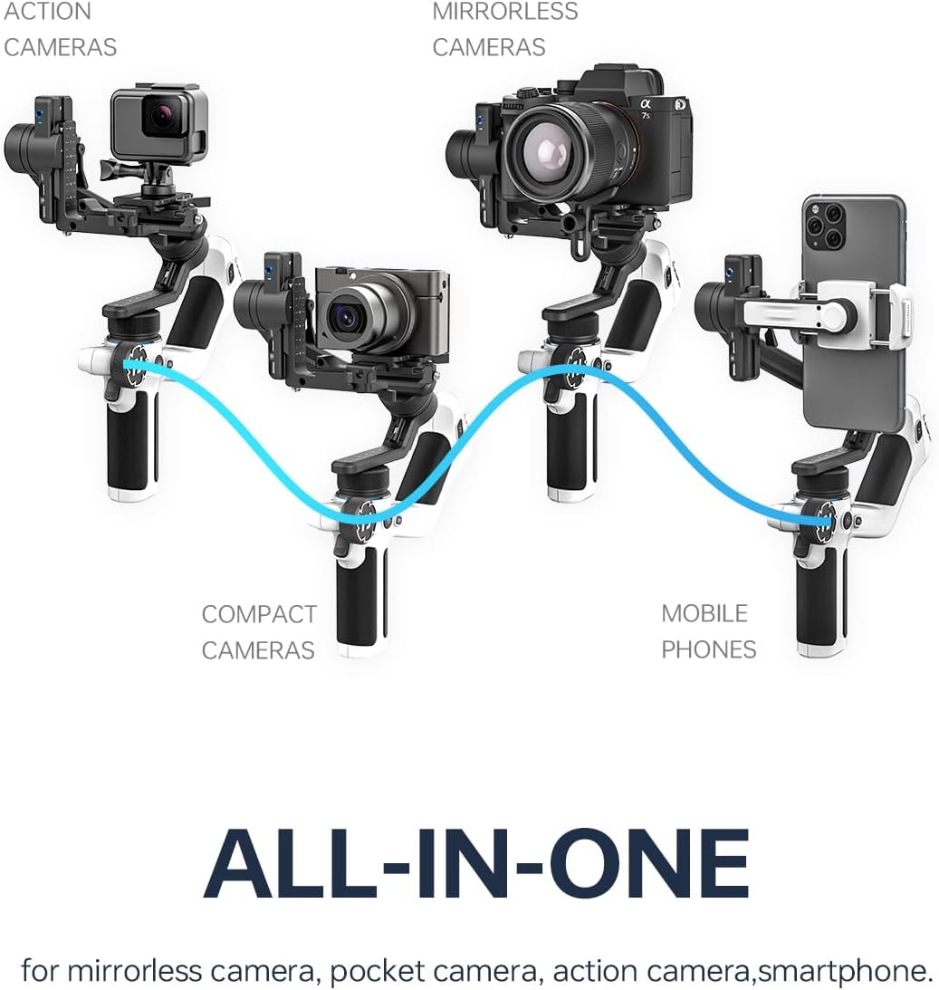 Feiyu SCORP Mini 2 Kit – AI-Tracking 3-Achsen Kamera Gimbal Stabilisator für spiegellose Kameras, Ac