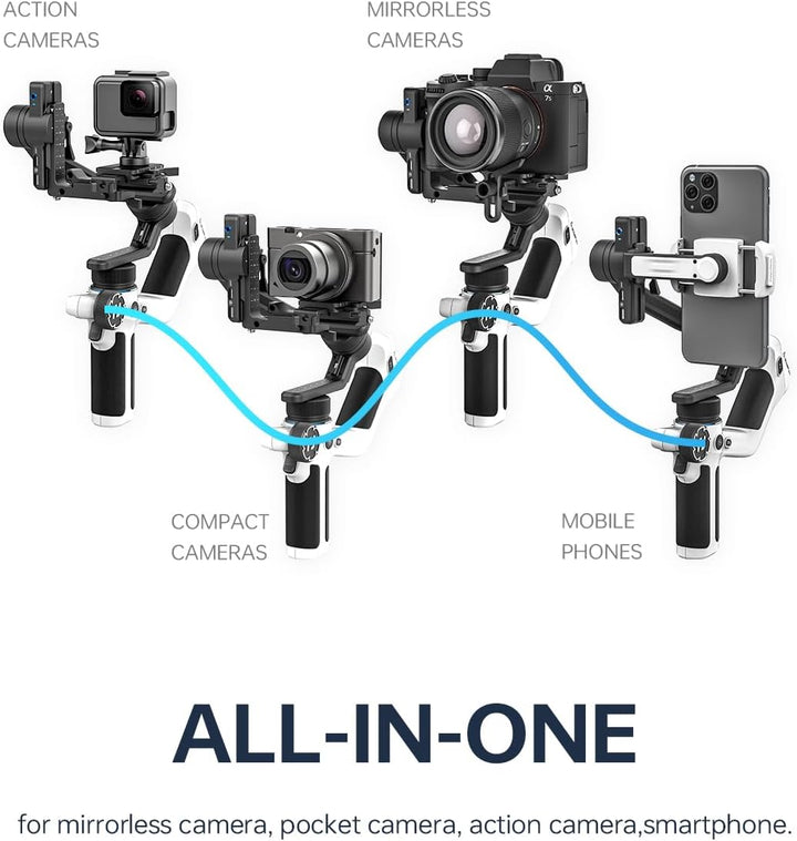 Feiyu SCORP Mini 2 Kit – AI-Tracking 3-Achsen Kamera Gimbal Stabilisator für spiegellose Kameras, Ac