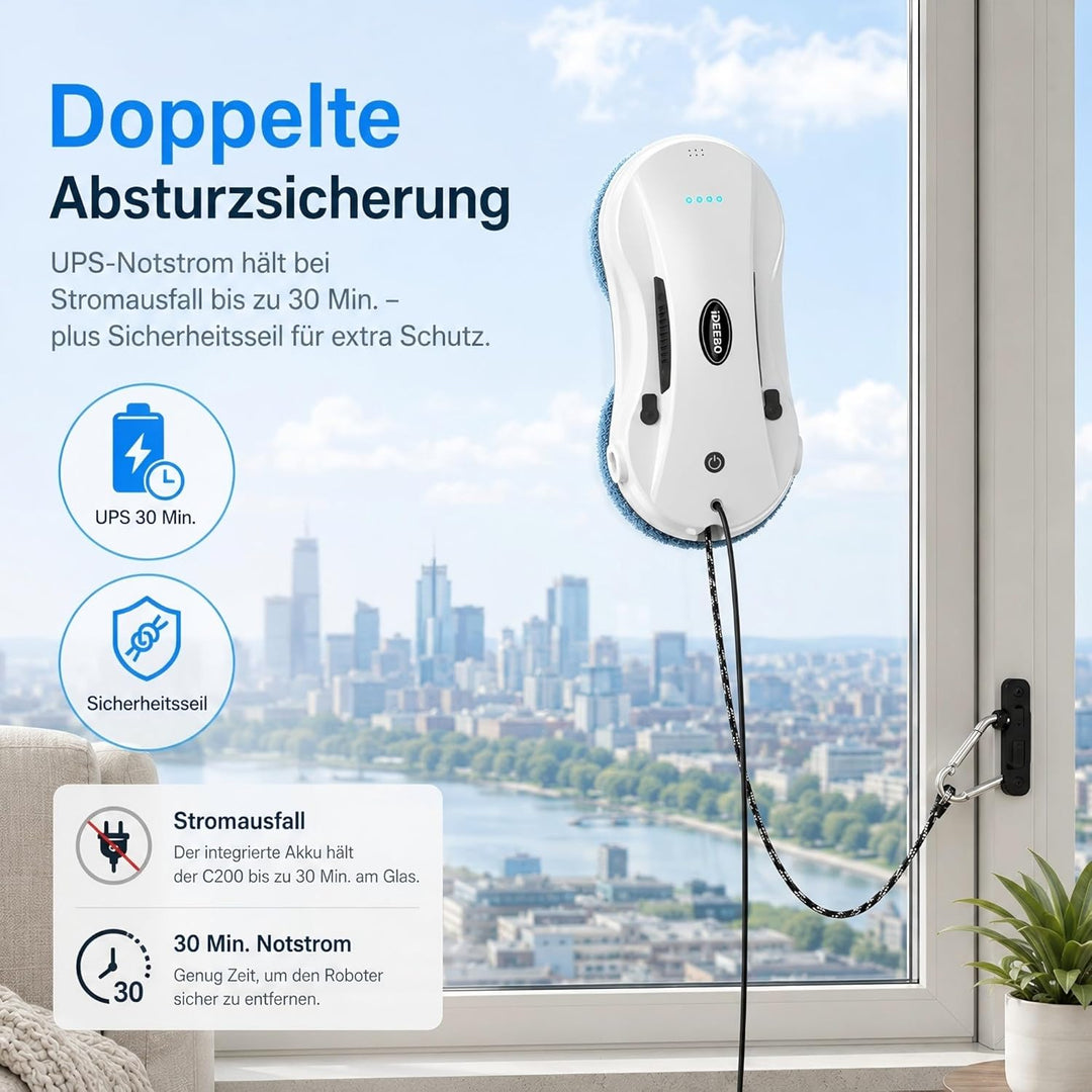 Fensterputzroboter, Fensterroboter mit 2-Fach Sprühsystem, Automatischem Wegplanung, Mehrfachschutz,