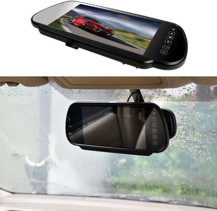 7 Zoll Rückfahrkamera Spiegel Monitor 12–24V – Clip-On Innenspiegel mit 7" 800x480 LCD TFT &amp; Parkhil