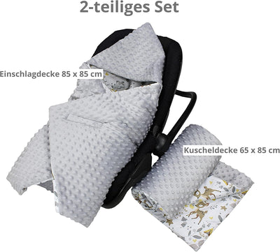 TupTam 2er Set Baby Decken Einschlagdecke 85x85 cm für Autositz Babyschale Babydecke Wiegendecke Min