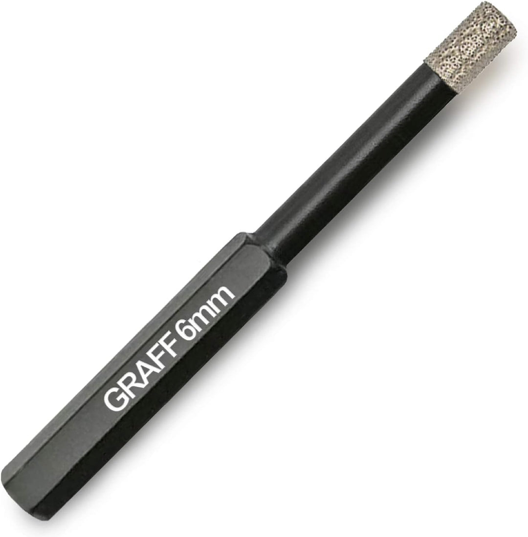 GRAFF Feinsteinzeug Bohrer 6mm für harte Fliesen Glas Кeramik Granit Stein - Diamantbohrer Fliesenbo