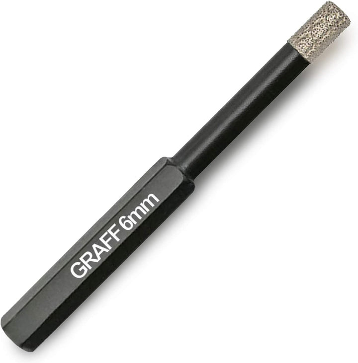 GRAFF Feinsteinzeug Bohrer 6mm für harte Fliesen Glas Кeramik Granit Stein - Diamantbohrer Fliesenbo