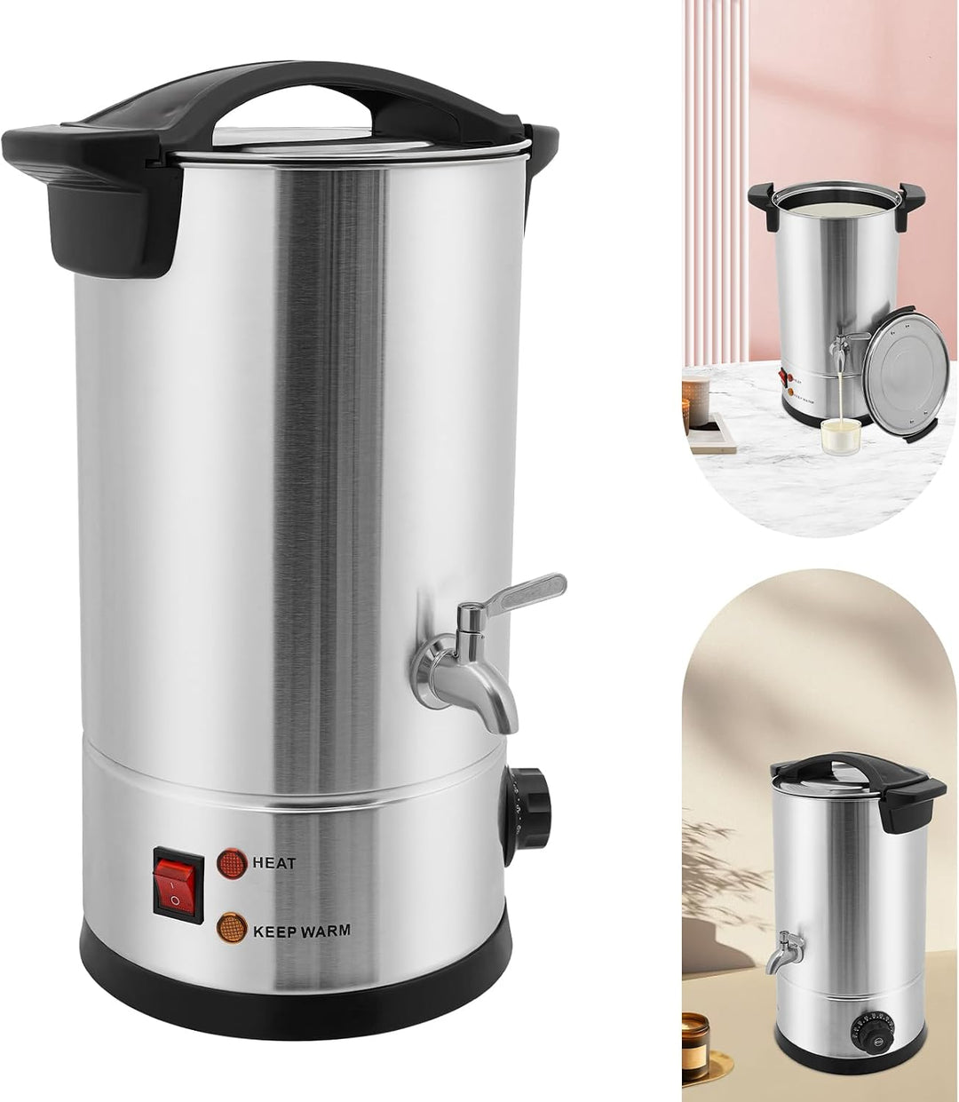 1800W silbernes Wachsschmelzgerät 10L SUS304-Edelstahl 30–110°C für Soja | 1800W Leistung, 10L Volum