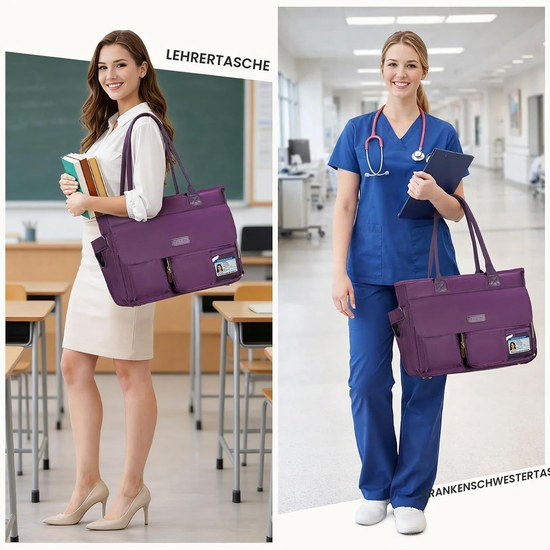 RAINSMORE Lehrertasche Damen mit Lunchfach 15,6 Zoll Laptoptasche Gross Isoliertes Fach Wasserdicht