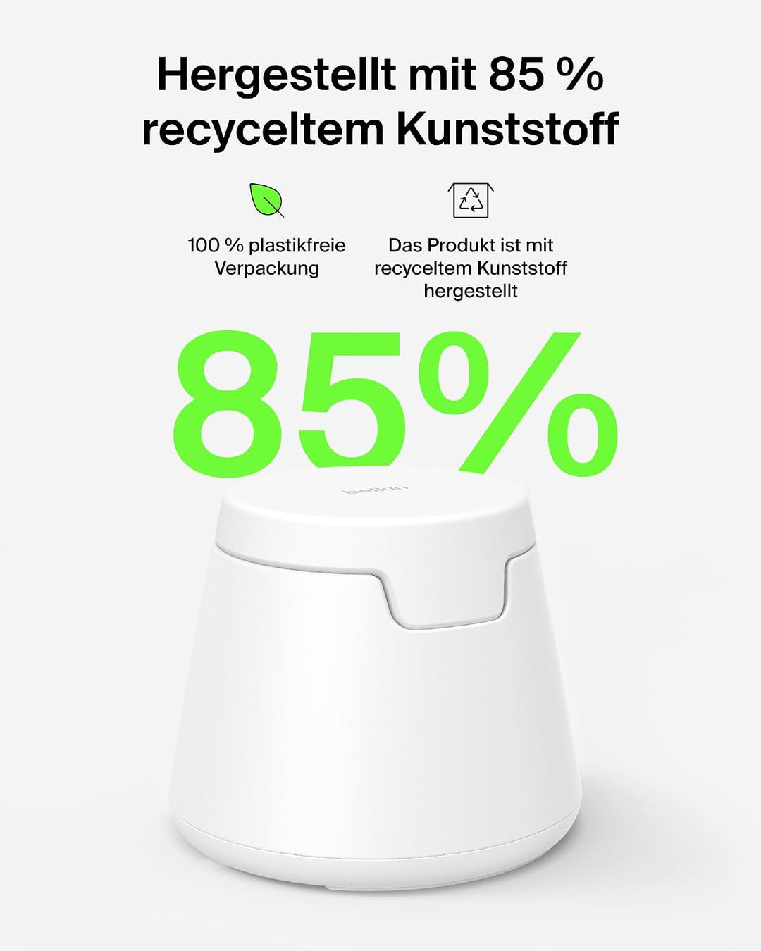Belkin UltraCharge 3-in-1 Induktive Ladestation mit Qi2, 25W – Weiss | Qi2.2-zertifiziert, Kabellose
