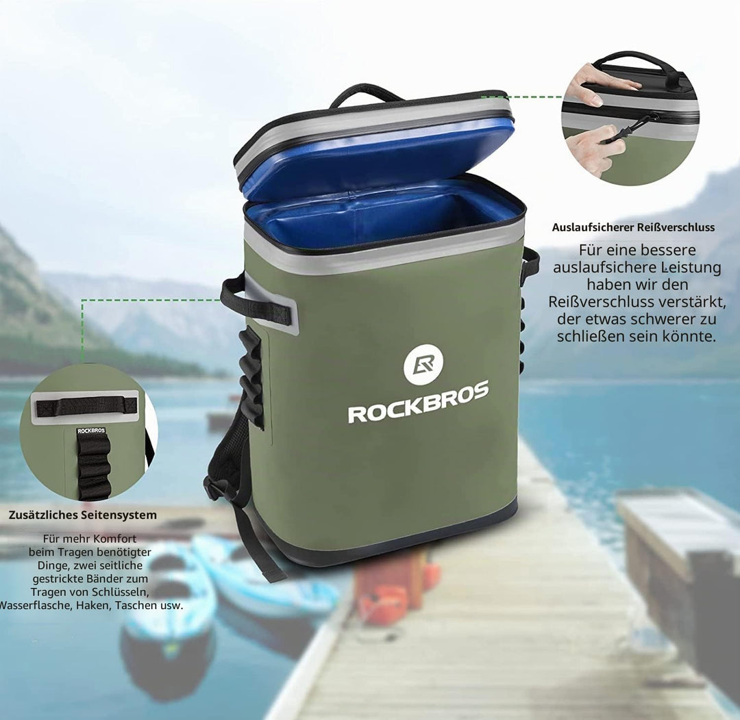 ROCKBROS Kühltasche Wasserdicht Kühler 17L Picknicktasche Isolierte Kühlbox Lunchtasche für Outdoor,