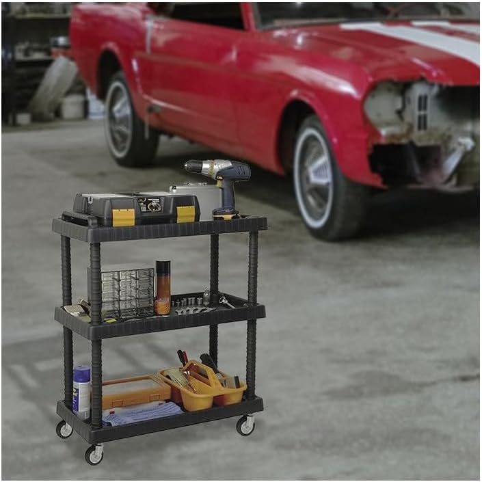 Art Plast D+75373 Rollwagen aus Polypropylen, Sheel, Schwarz, 750 x 375 x 920 mm