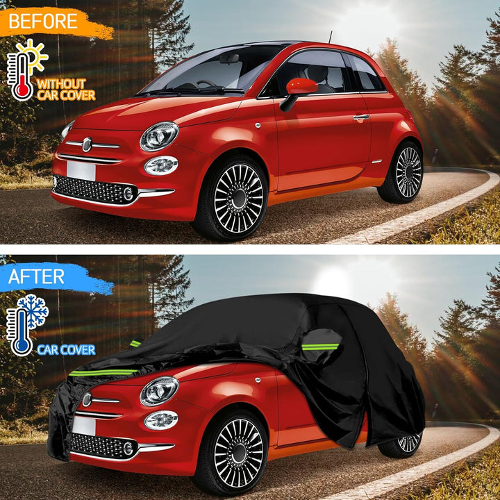 Autoabdeckung Wasserdicht Ersatz Kompatibel mit FIAT 500 500C 500E Abarth 500 2007-2024, Auto Vollga