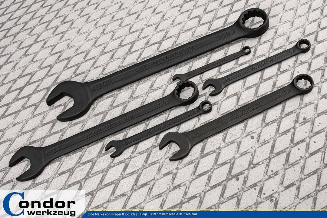 CONDOR Werkzeug 55040 | Gabel-Ringschlüssel-Satz | 12-tlg. | zöllig | 1/4" - 15/16" | Chrom-Vanadium