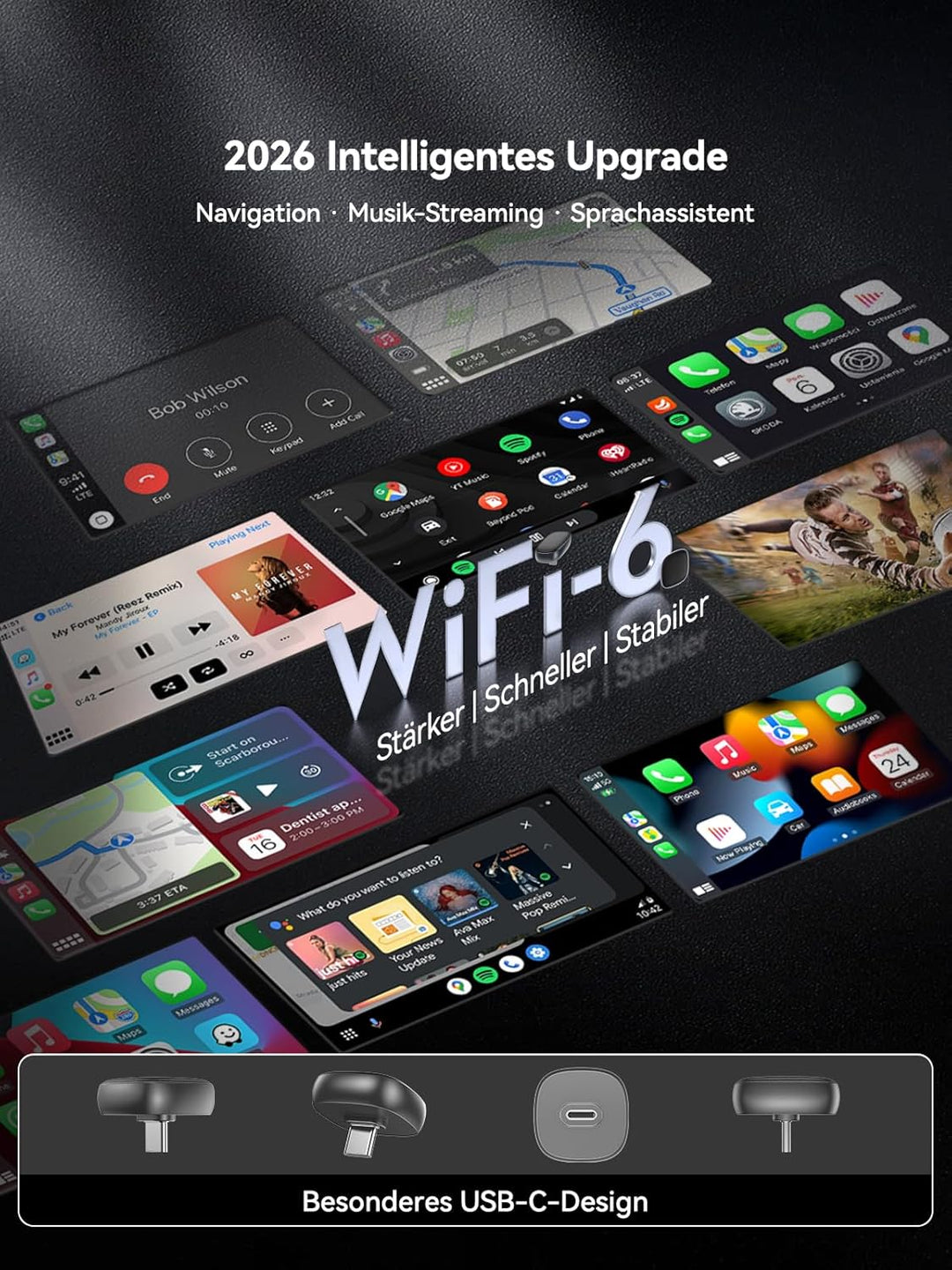 Spedal CarPlay Wireless Android Auto Adapter – per Tastendruck zwischen Zwei Handys wechseln (iPhone