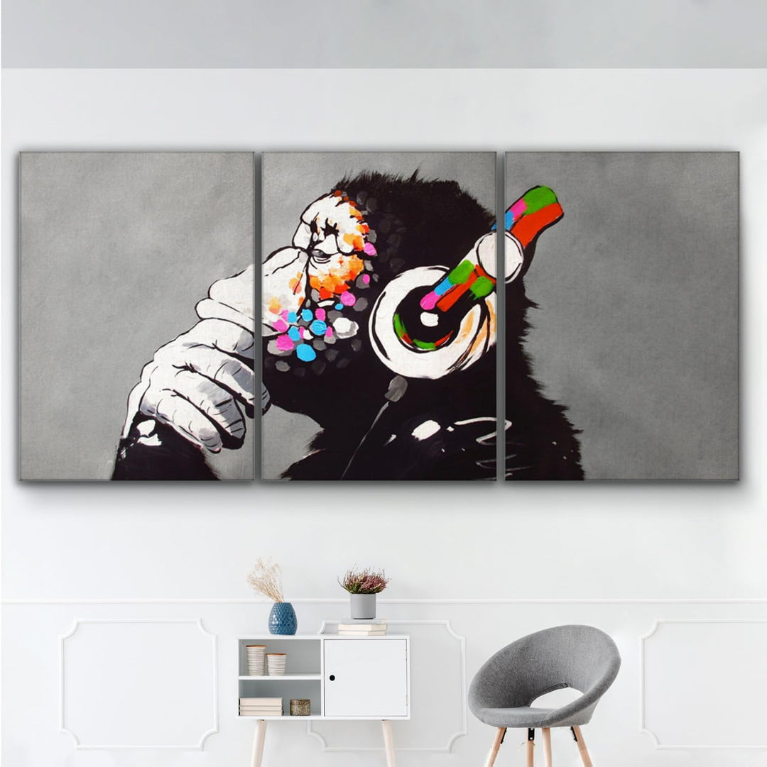 Giallobus - Grosse Gemälde im XXL-Format - Banksy - Street Art - DJ Monkey - Leinwand - 308x140cm |