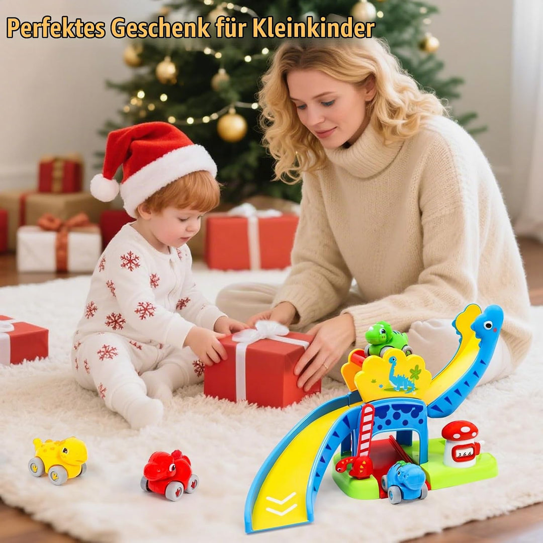 XIAPIA Baby Spielzeug ab 1 2 Jahr Dino Auto Kugelbahn, Geschenk für Junge Mädchen zum 1. Geburtstag,