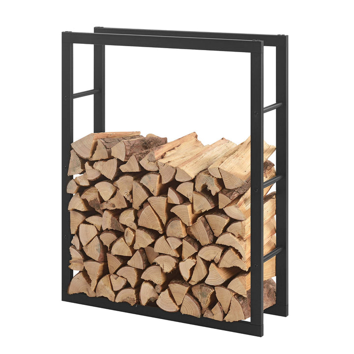 [en.casa] Kaminholzregal 80x100x25cm Brennholzregal Feuerholzregal Holzhalter Schwarz 80 x 100 x 25