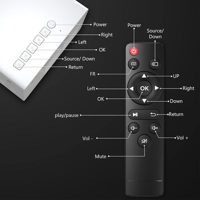 PVO Mini Beamer,WiFi Beamer Tragbarer Filmprojektor, Telefonbildschirm Kann Drahtlos Oder per Datenk