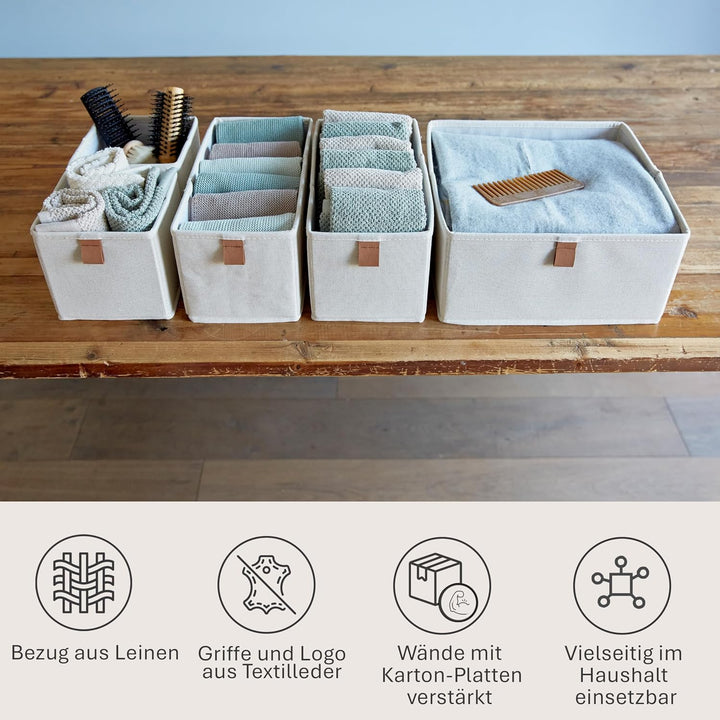 LOVE IT STORE IT Premium Aufbewahrungskorb 5-teilig - Schrank Organizer aus Leinen-Baumwoll-Mix - Ve
