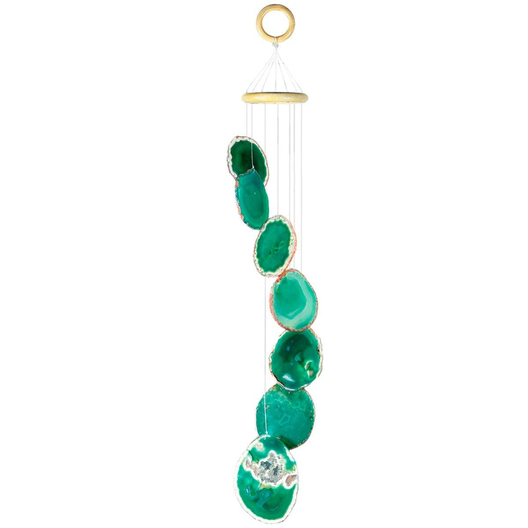KYEYGWO Grün Achat Scheiben Geode Windspiel Sun Catcher KristallsteinGlockenspiel Artwork für Hausga
