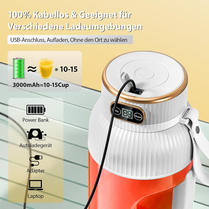 Fruchtsaftmaschine, Ice Cream-Maschine mit 1,2-Liter-Mischbehälter, eingebauter Batterie-Mixer mit 1