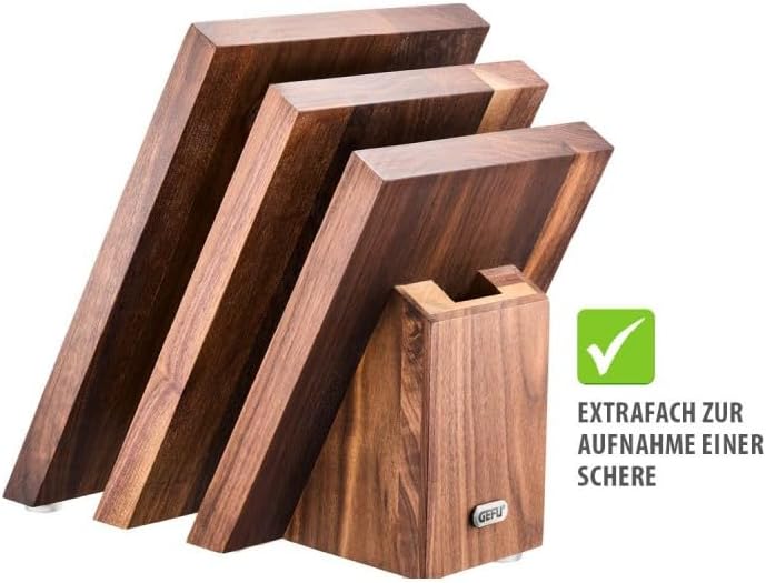 GEFU Magnet-Messerblock ENNO gefächert | Edler Messerhalter aus Walnussholz für bis zu 6 Messer | St