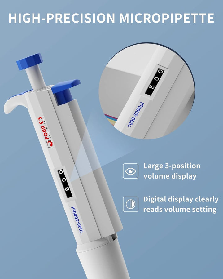 1-5ml Pipetten Pipettor 1000-5000μl Micropipette Mikropipette Labor Einkanal Pipettierer Mikroliterp