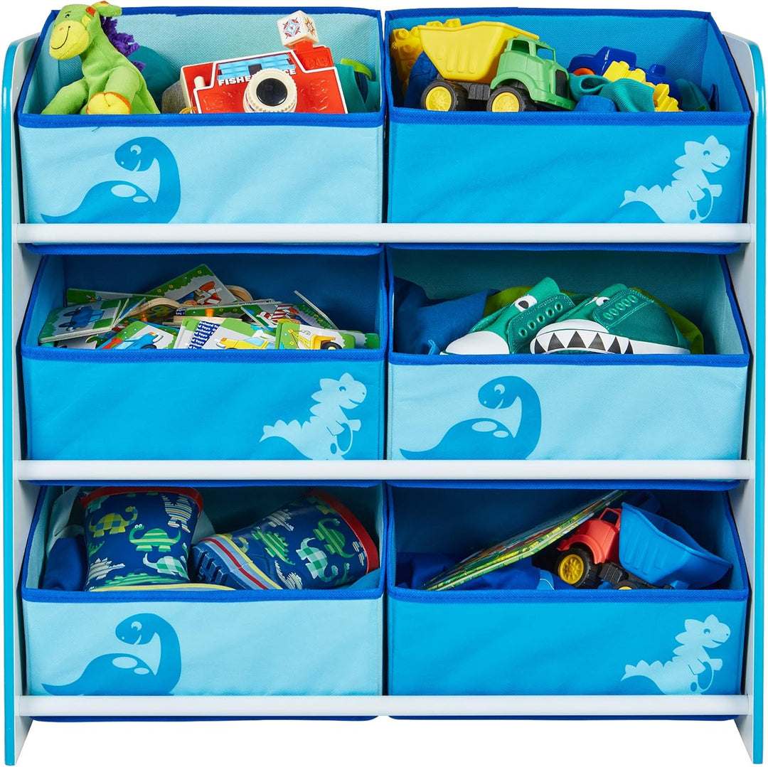 Worlds Apart Dinosaurier - Regal zur Spielzeugaufbewahrung mit sechs Kisten für Kinder, 60.0x63.5x30