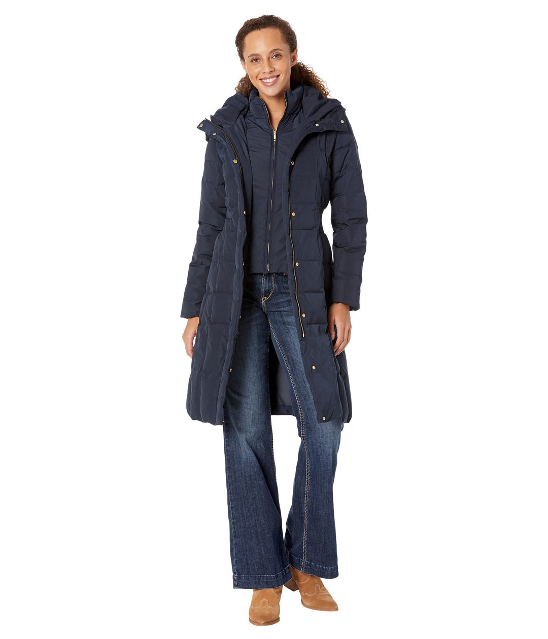 Cole Haan Damen TAFT Daunenmantel mit Latz Daunenalternative Oberbekleidung M Marineblau, M Marinebl