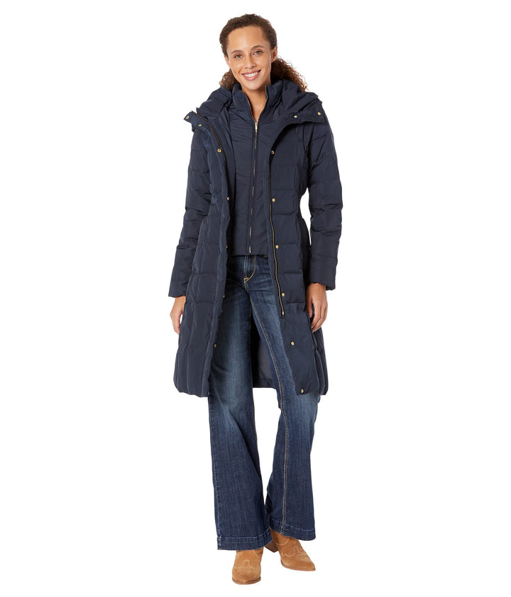 Cole Haan Damen TAFT Daunenmantel mit Latz Daunenalternative Oberbekleidung M Marineblau, M Marinebl