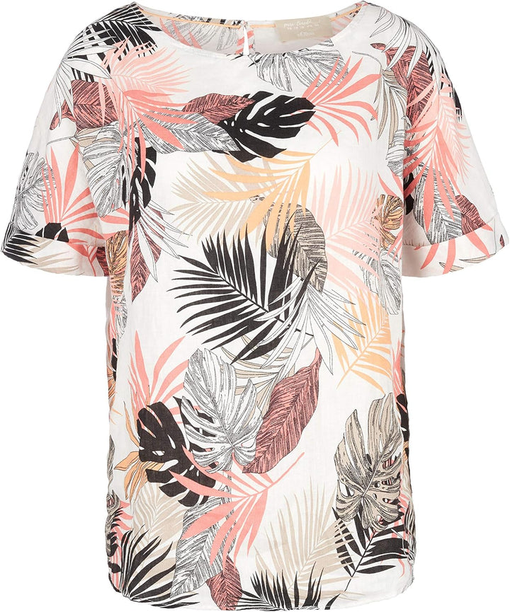 s.Oliver Damen Kurzarm Bluse 42 02a3 Off-white Aop, 42 02a3 Off-white Aop