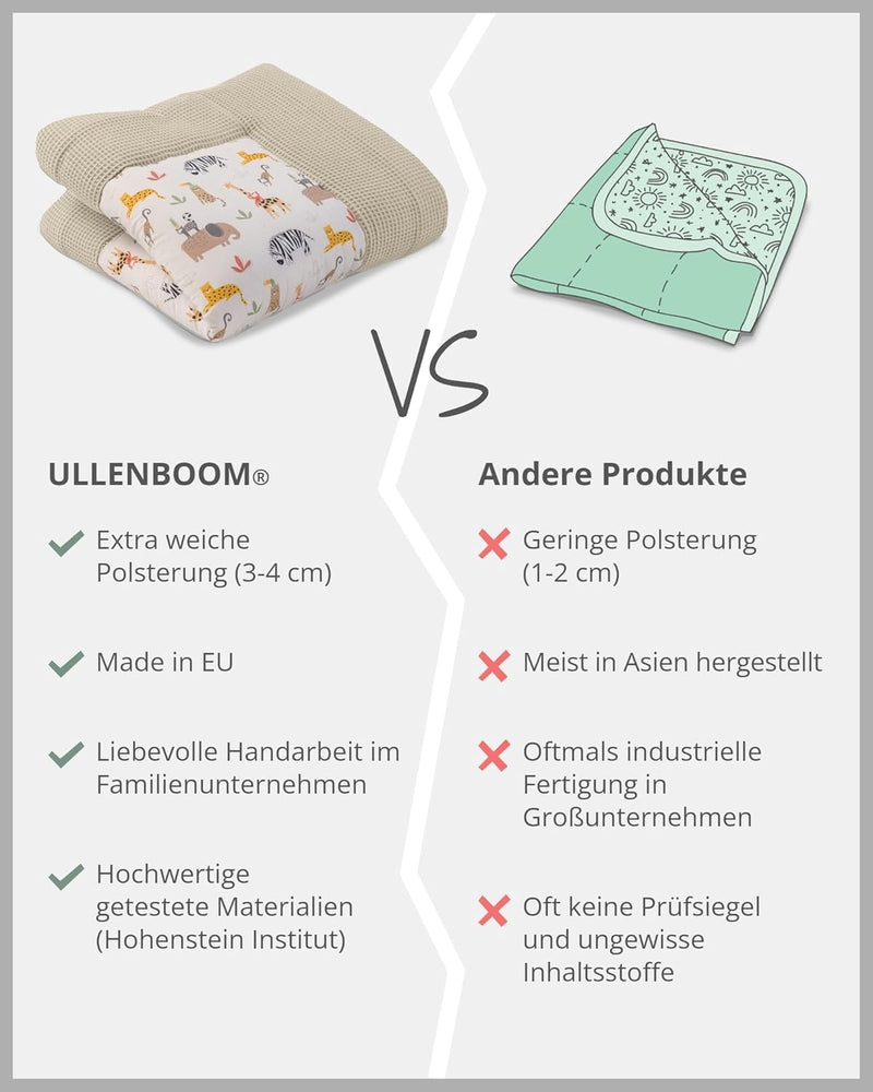 ULLENBOOM ® Baby Krabbeldecke 120x120 cm gepolstert - Sand-Savanne (Made in EU) - Krabbeldecke für B