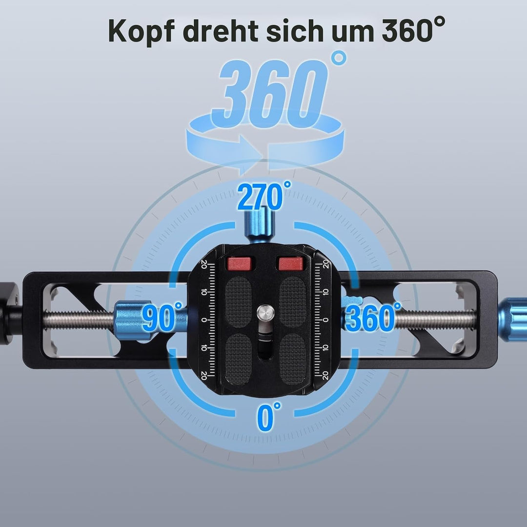 SIRUI MS18 180mm Makro-Fokus-Schiene, 360° drehbare Klemme, Arca-Swiss QR-Platte, für Kameras, Stati