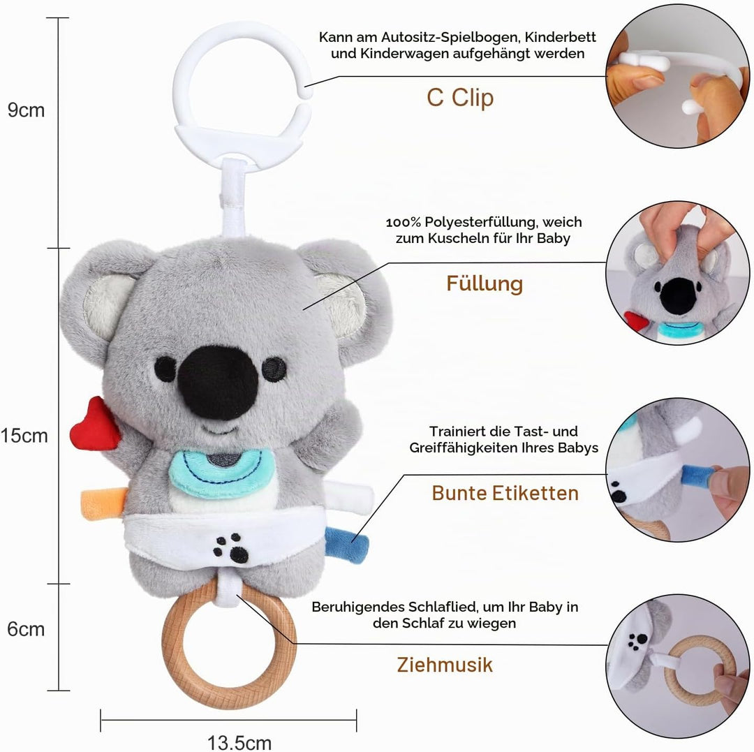 Spieluhr Baby Einschlafhilfe, Plüschtier Spielzeug mit weiche Wiegenlied für 0+ Monaten Mädchen Jung