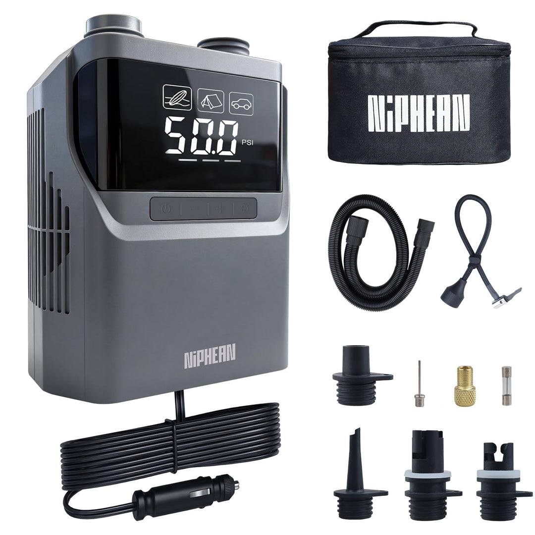 Niphean Elektrische Luftpumpe SUP mit (Extra-Langem) 300cm 12V Kabel, 50PSI SUP Pumpe Elektrisch für