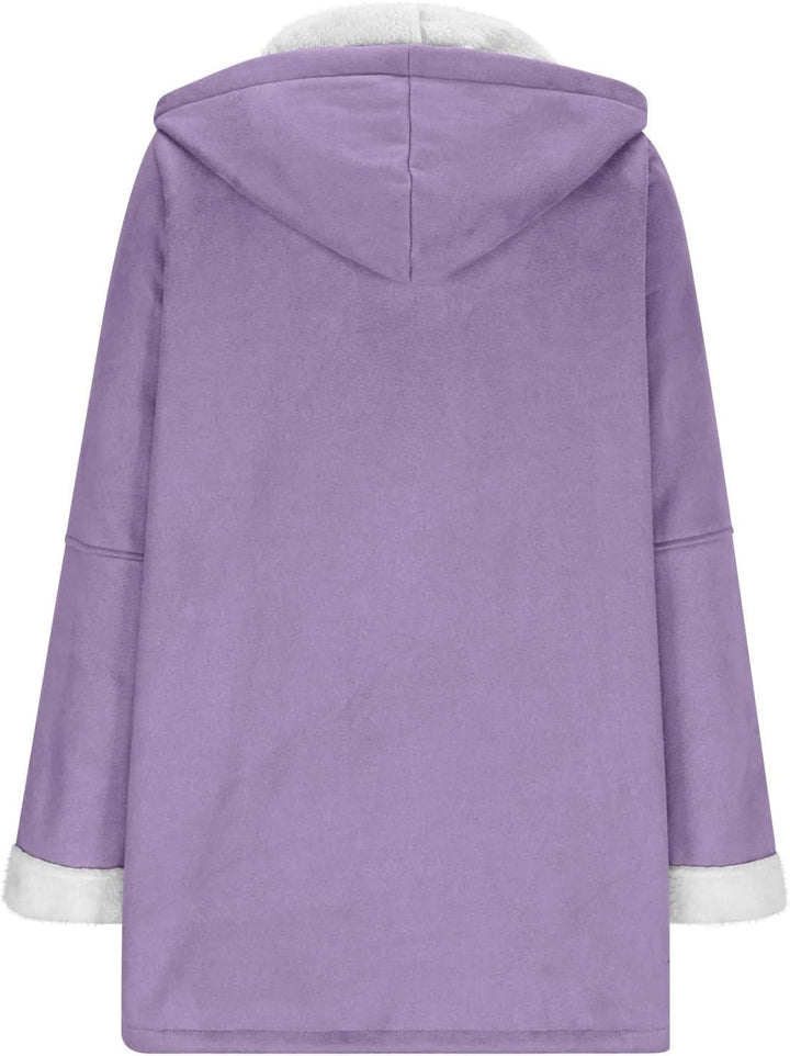 Ansenesna Winterjacke Damen Lang Warm Gefüttert Wintermantel Elegant Mit Kapuze Wildleder Jacke Wint