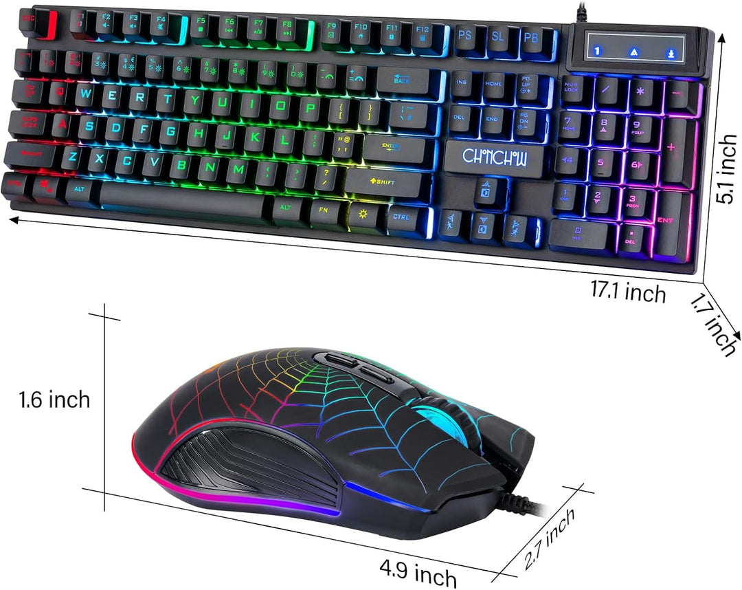 CHONCHOW Kabelgebundene Gaming-Tastatur und -Maus für Mac PC PS5 PS4 Xbox One Gamer, RGB-Hintergrund