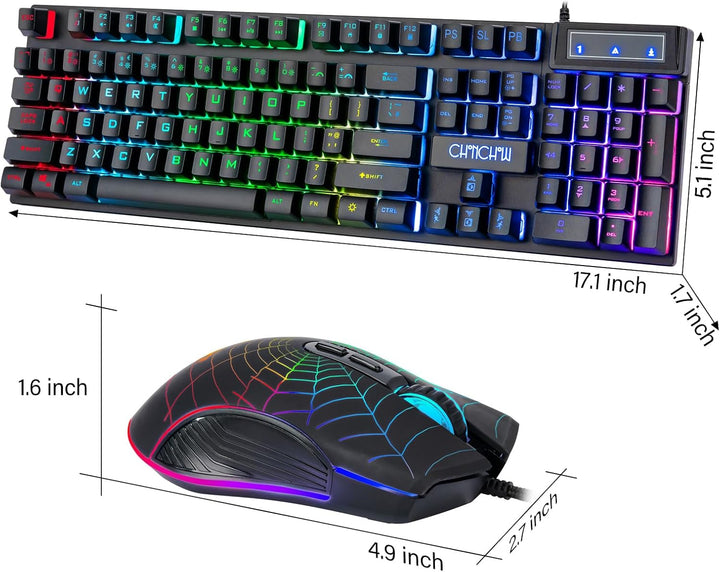 CHONCHOW Kabelgebundene Gaming-Tastatur und -Maus für Mac PC PS5 PS4 Xbox One Gamer, RGB-Hintergrund
