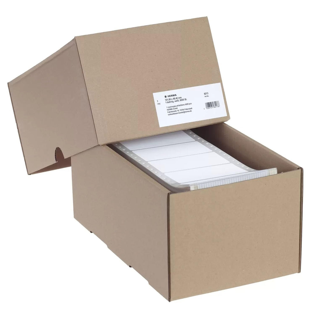 HERMA 8213 Computeretiketten endlos, 101,6 x 48,4 mm, 1-bahnig, 6000 Aufkleber, selbstklebend, Endlo
