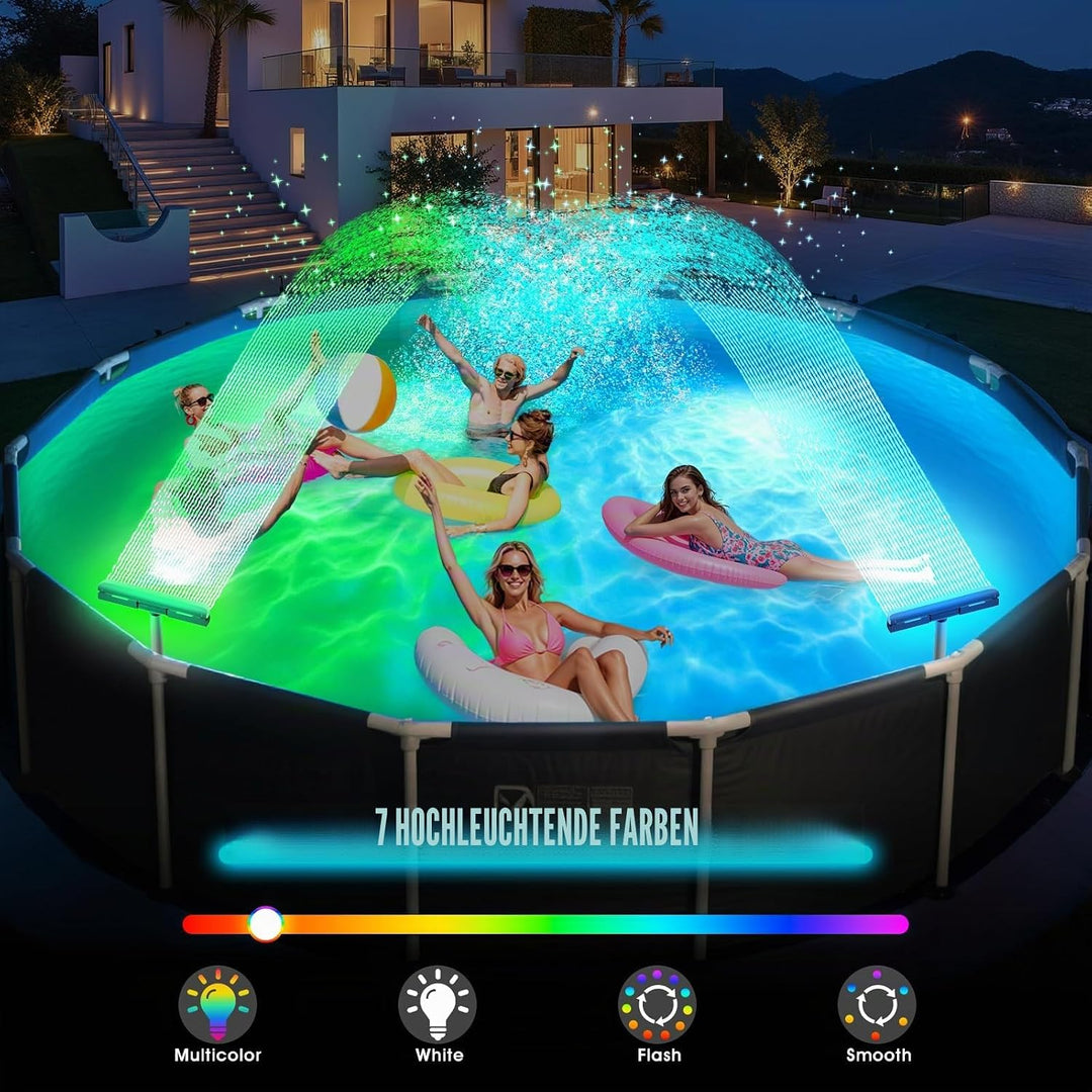 KingSom Pool Wasserfall mit LED llich,Wiederaufladbare Springbrunnen Pool Brunnen Wasserfall, mit Fe