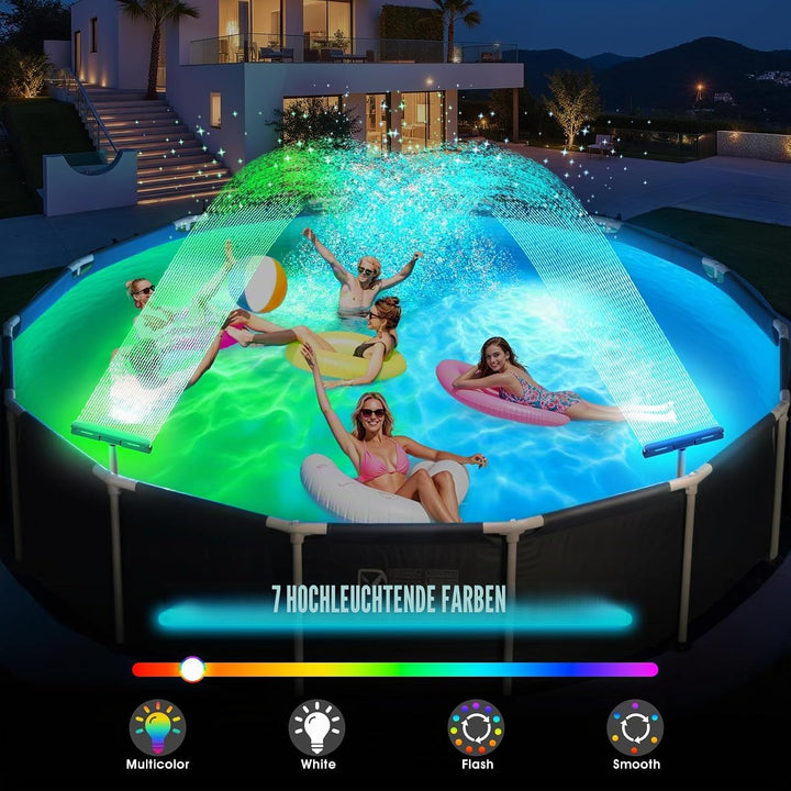 KingSom Pool Wasserfall mit LED llich,Wiederaufladbare Springbrunnen Pool Brunnen Wasserfall, mit Fe