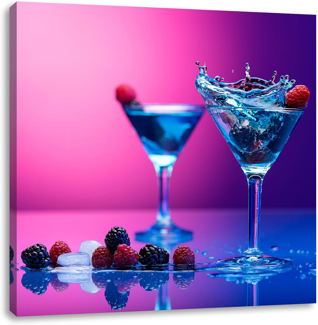 Pixxprint Coole Cocktails, Format: 70x70 auf Leinwand, XXL riesige Bilder fertig gerahmt mit Keilrah