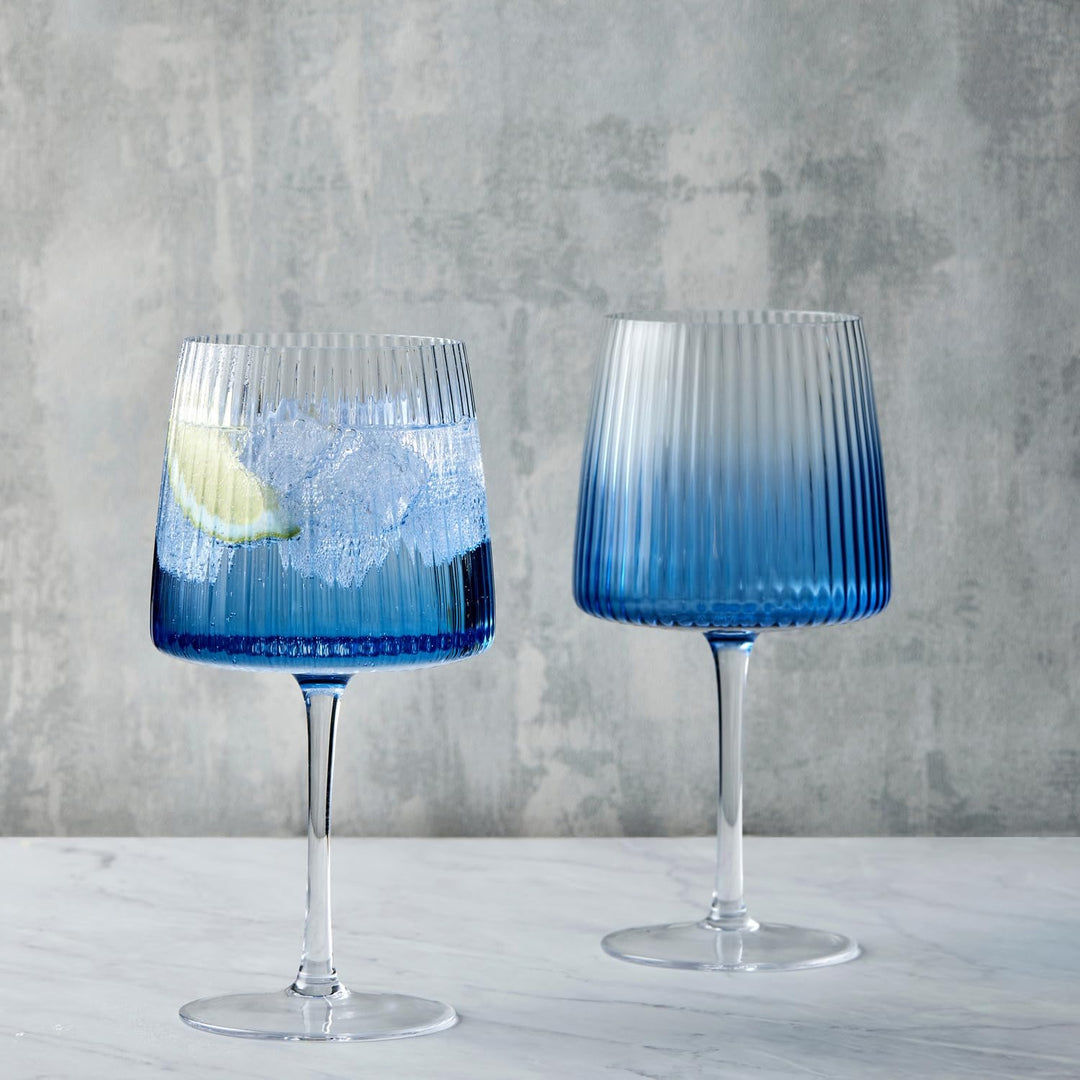 Set mit 2 Empire Blue Gin-Gläsern – Premium Blue Gin-Gläser Gingläser Blau, Gingläser Blau