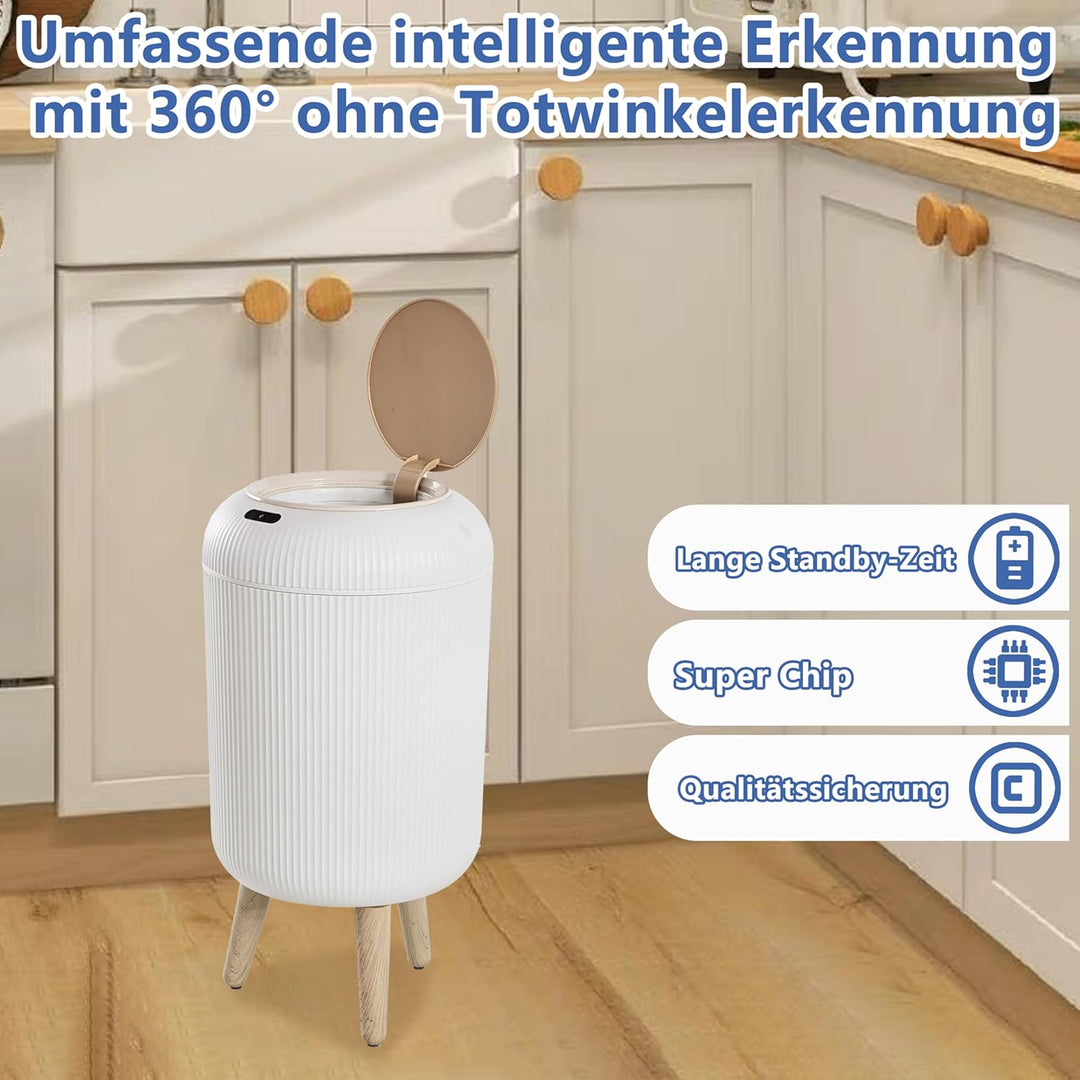 Smart Mülleimer mit Sensor,Weiss,10L,für Küche und Badezimmer, klein Geruchsdichter Trash Can Automa