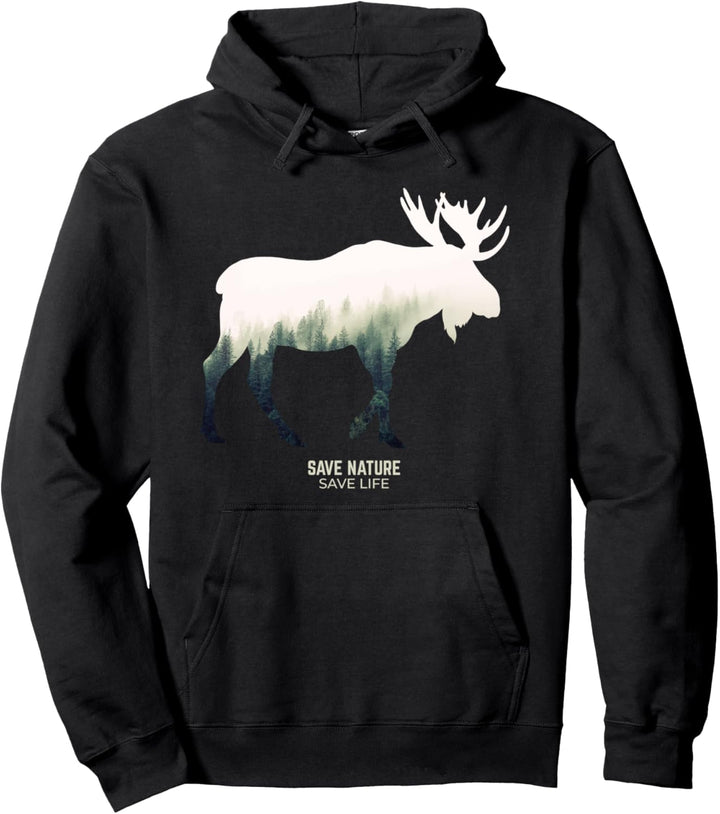 Elch Igel Tiere im Wald Umwelt Klimaschutz Pullover Hoodie