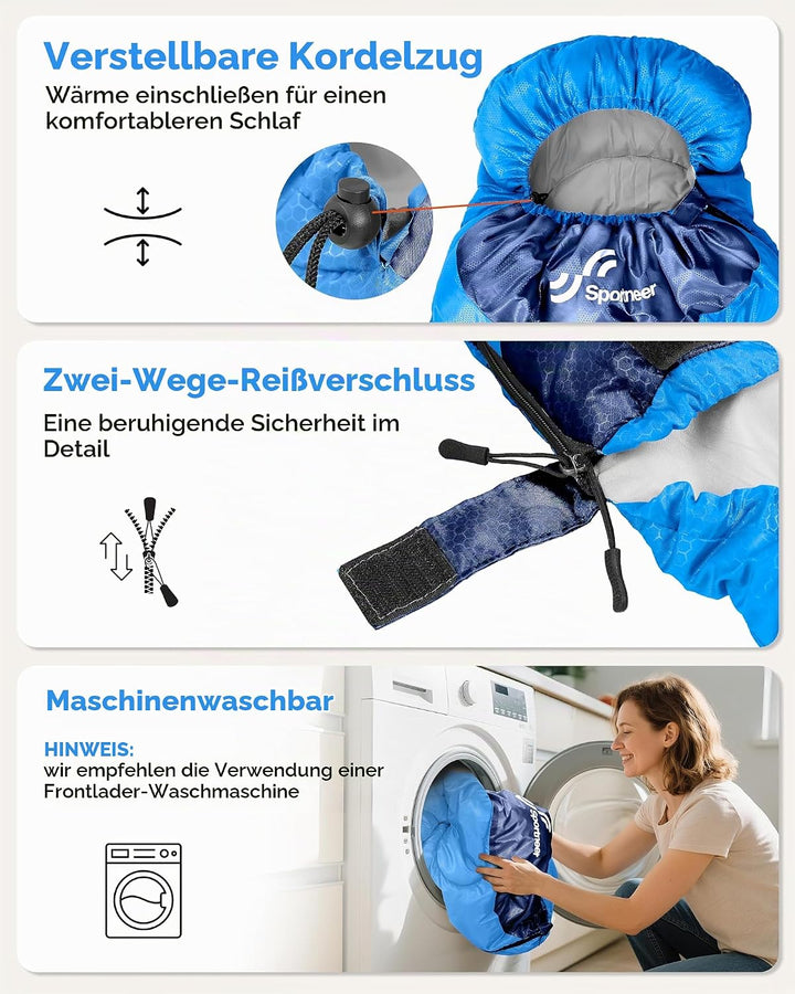 Schlafsack Outdoor - Sportneer Schlafsack Erwachsene und Kinder - Schlafsäcke Camping Sleeping Bag D