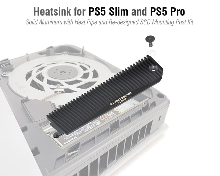 ElecGear PS5 Slim SSD Kühlkörper, Heat Pipe + Aluminium Heatsink Kühler für PS5 Slim CUH-2000 intern