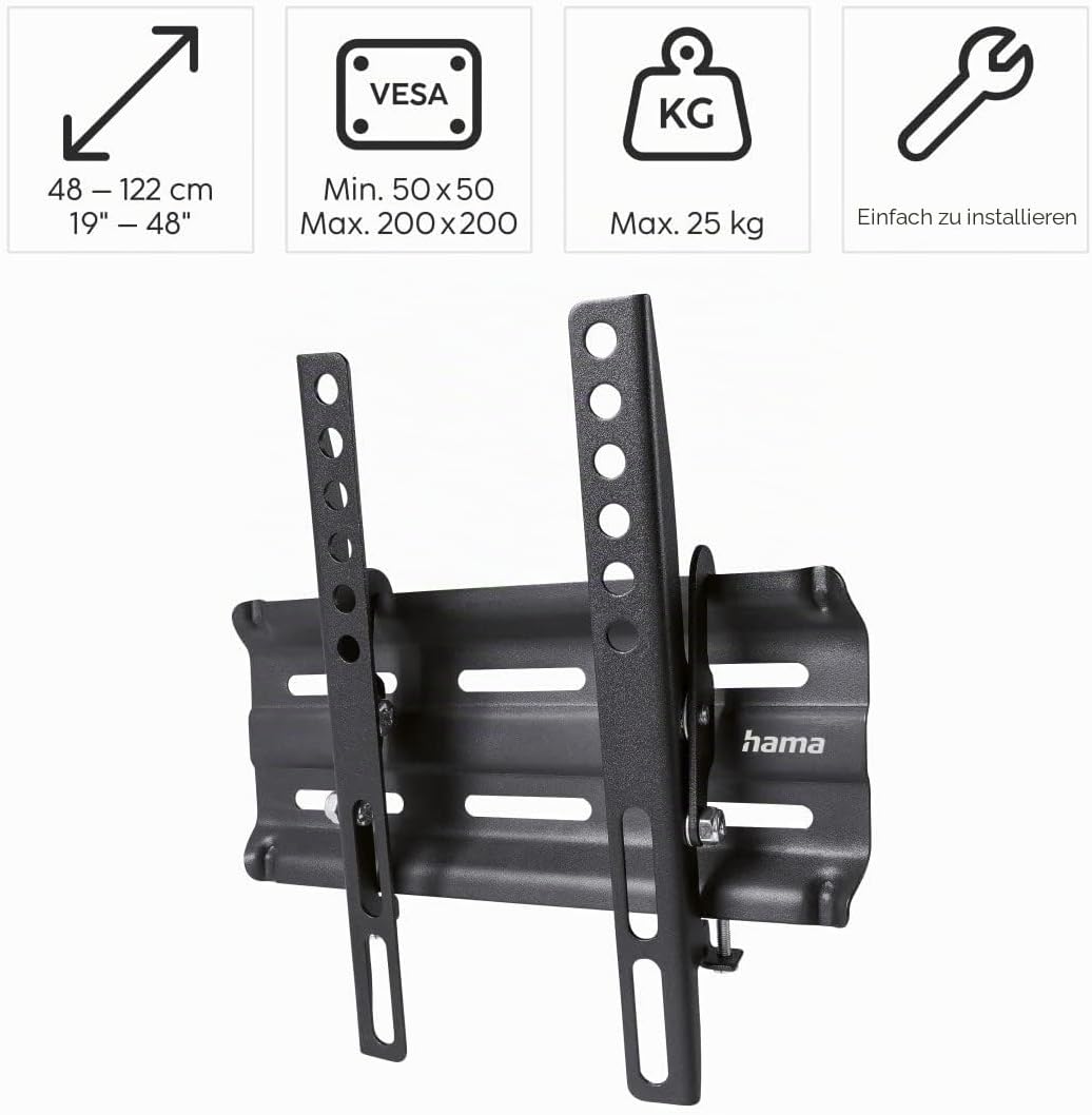 Hama TV Wandhalterung Neigbar (19-46 Zoll TV Halterung für Fernseher bis zu 25 kg, max. VESA 200x200