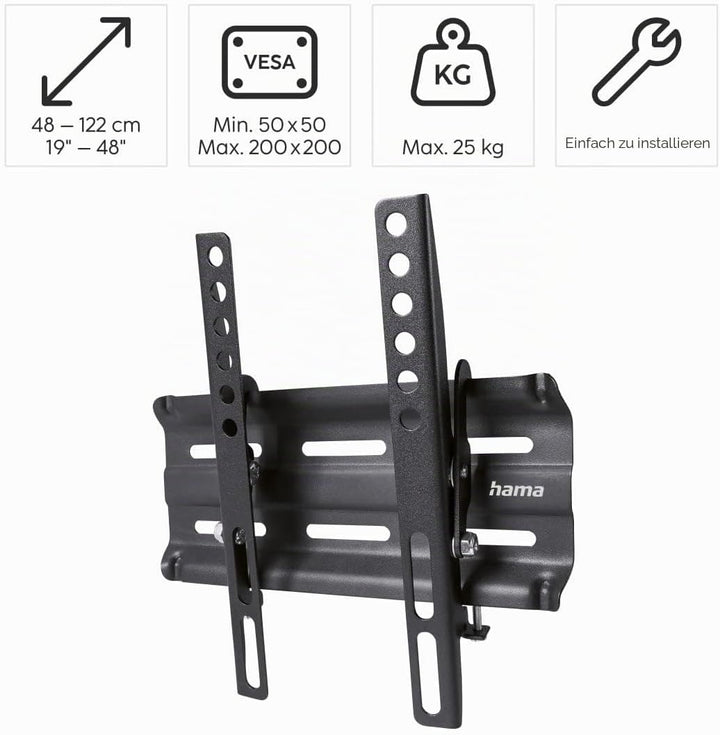 Hama TV Wandhalterung Neigbar (19-46 Zoll TV Halterung für Fernseher bis zu 25 kg, max. VESA 200x200