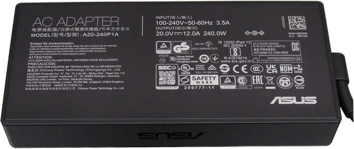 Asus ROG Zephyrus M16 GU603ZW Original Netzteil 240 Watt kantige Bauform